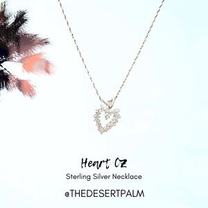 Sterling Silver CZ Heart Pendant Necklace 18" | Dainty Sparkly Necklace